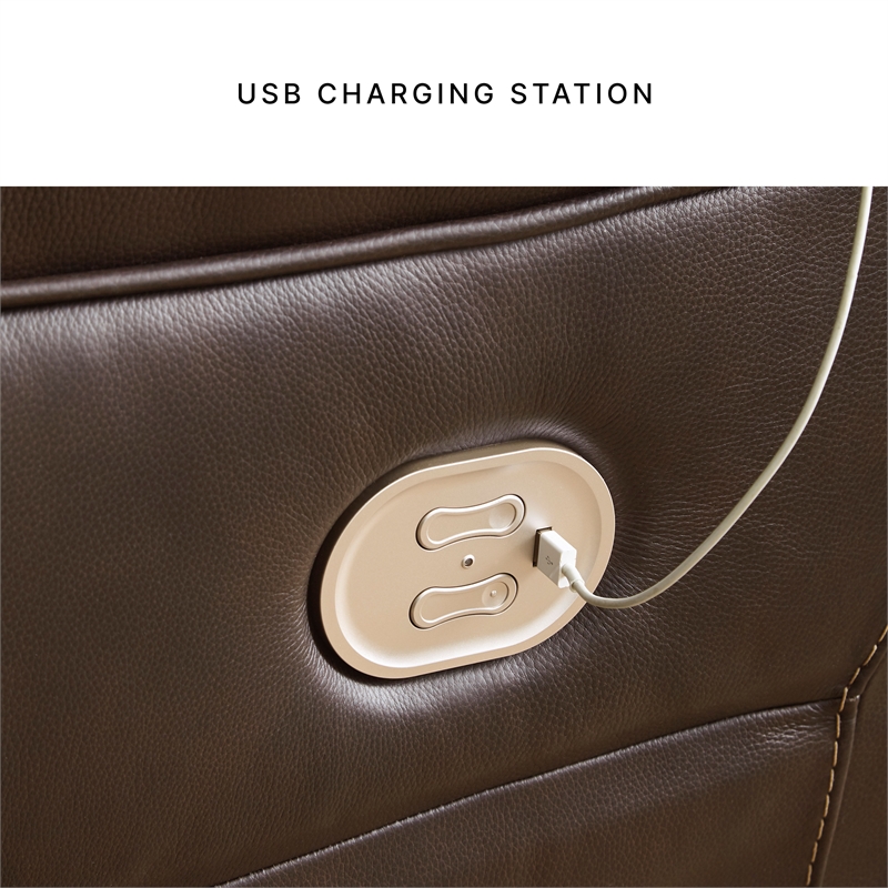 Ashley Furniture Dunleith Leather Zero Wall Recliner with Headrest in Dark Brown