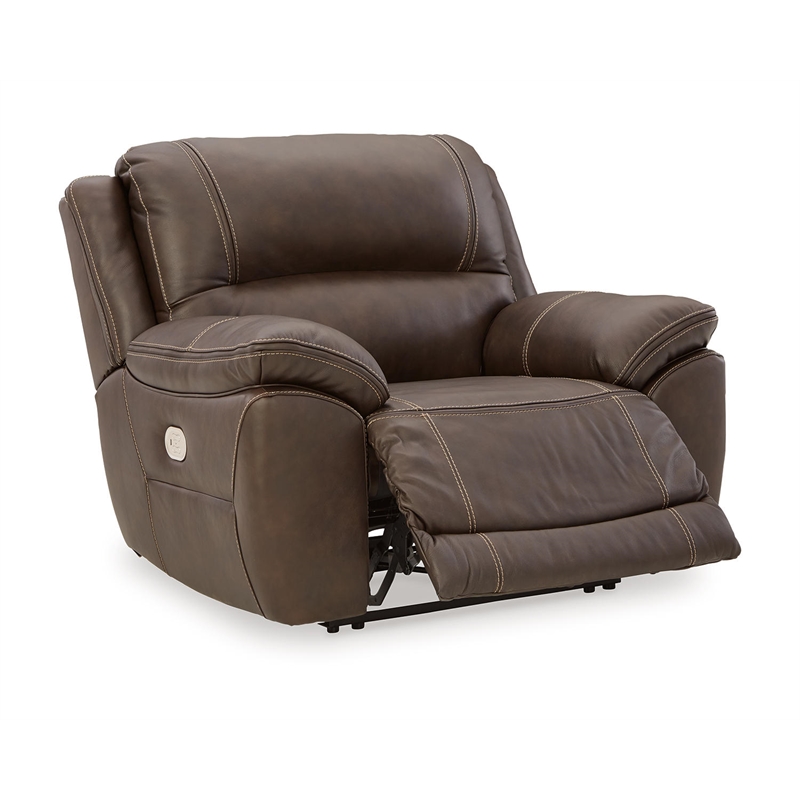 Ashley Furniture Dunleith Leather Zero Wall Recliner with Headrest in Dark Brown