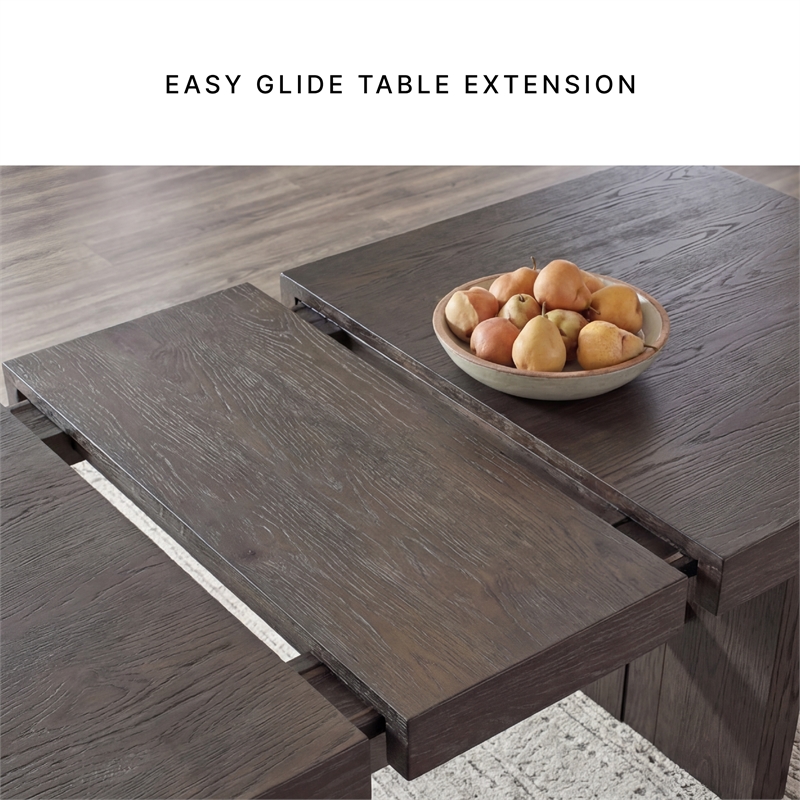 Ashley Furniture Burkhaus Rectangular Wood Dining Extension Table in Dark Brown