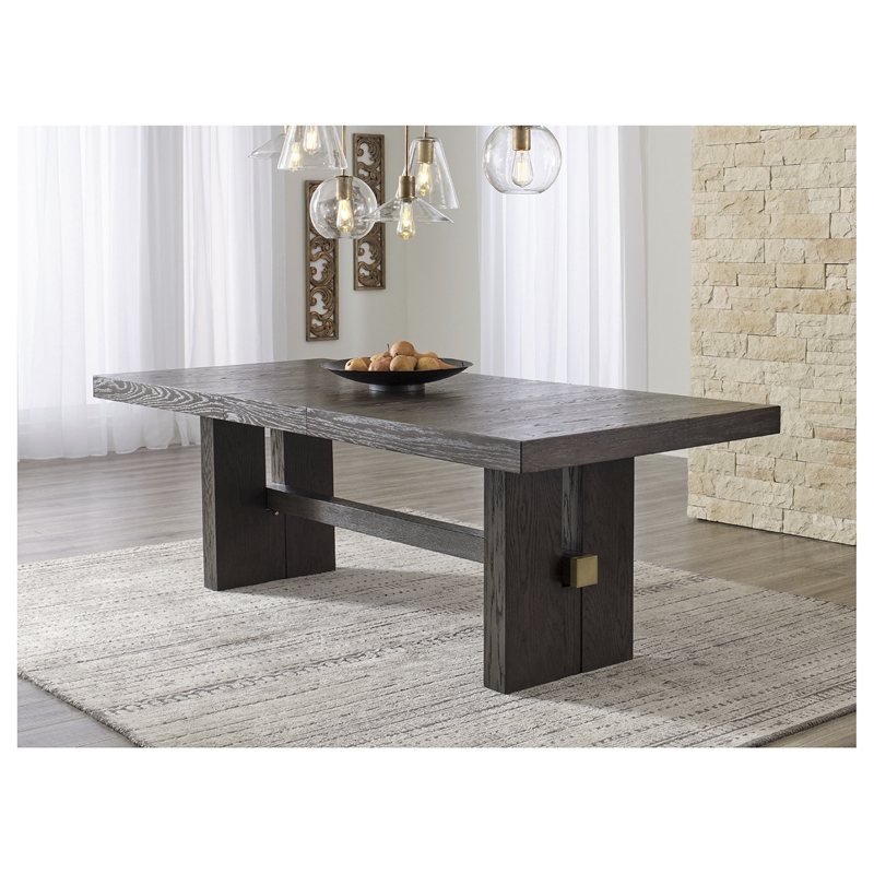 Ashley Furniture Burkhaus Rectangular Wood Dining Extension Table in Dark Brown