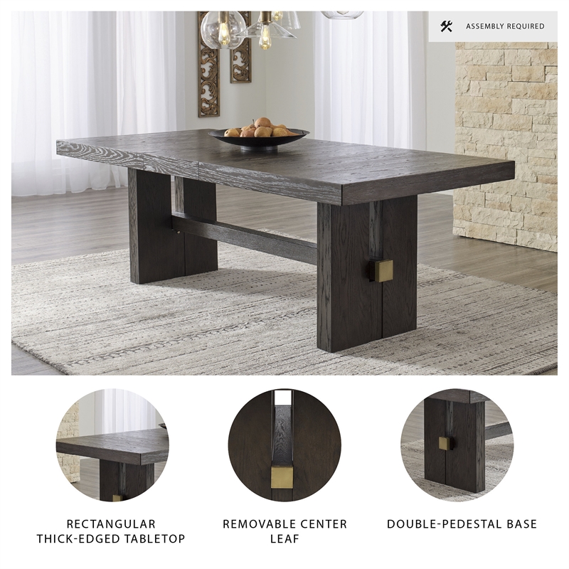 Ashley Furniture Burkhaus Rectangular Wood Dining Extension Table in Dark Brown