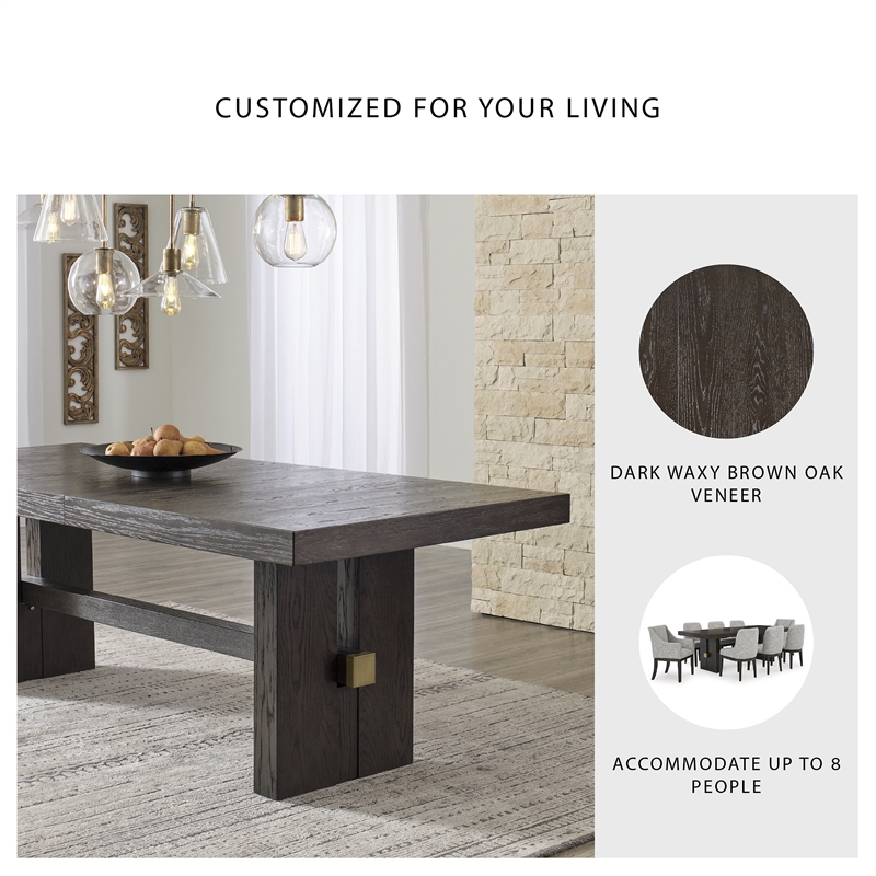 Ashley Furniture Burkhaus Rectangular Wood Dining Extension Table in Dark Brown