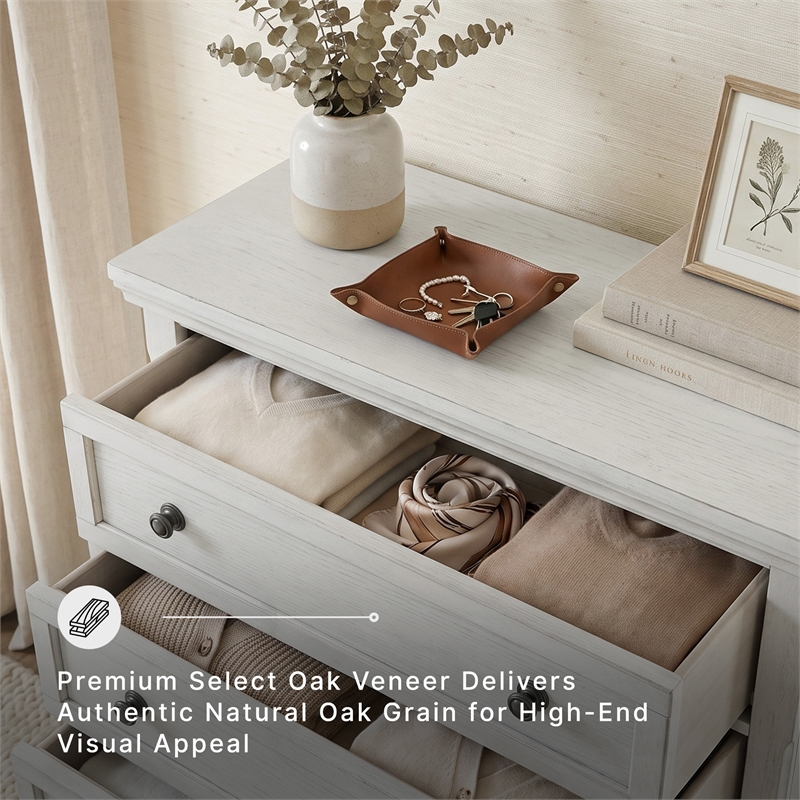 Ashley Furniture Robbinsdale 5-Drawer Wood Chest in Antiqued White