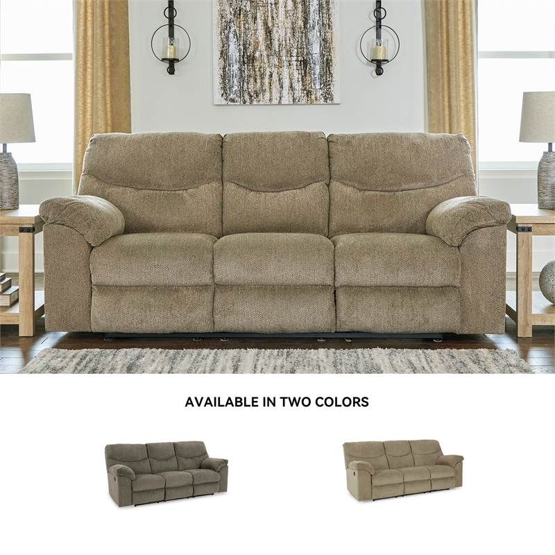 Signature Design by Ashley Alphons Fabric Reclining Sofa in Light Brown