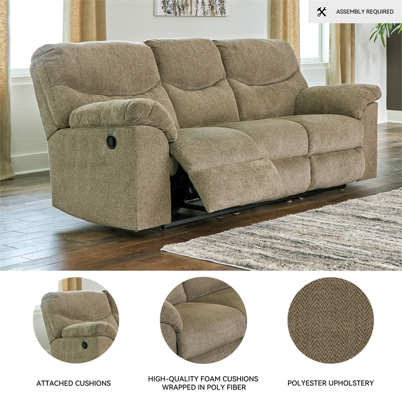 Signature Design by Ashley Alphons Fabric Reclining Sofa in Light Brown