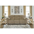 Signature Design by Ashley Alphons Fabric Reclining Sofa in Light Brown