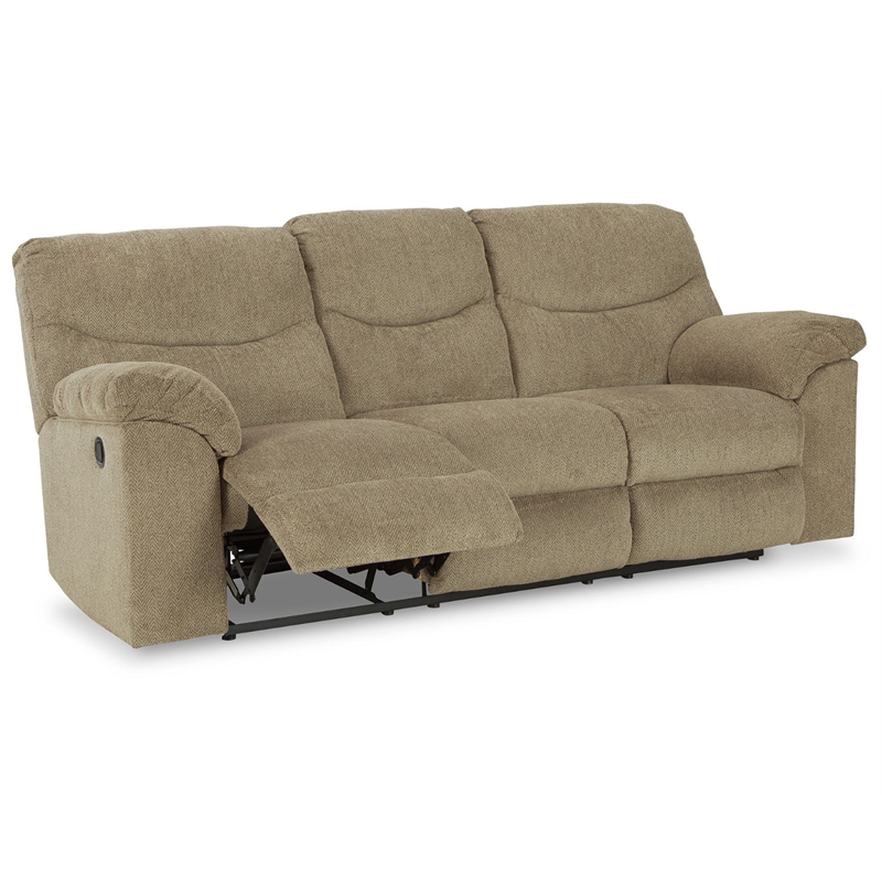 Signature Design by Ashley Alphons Fabric Reclining Sofa in Light Brown