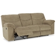Signature Design by Ashley Alphons Fabric Reclining Sofa in Light Brown
