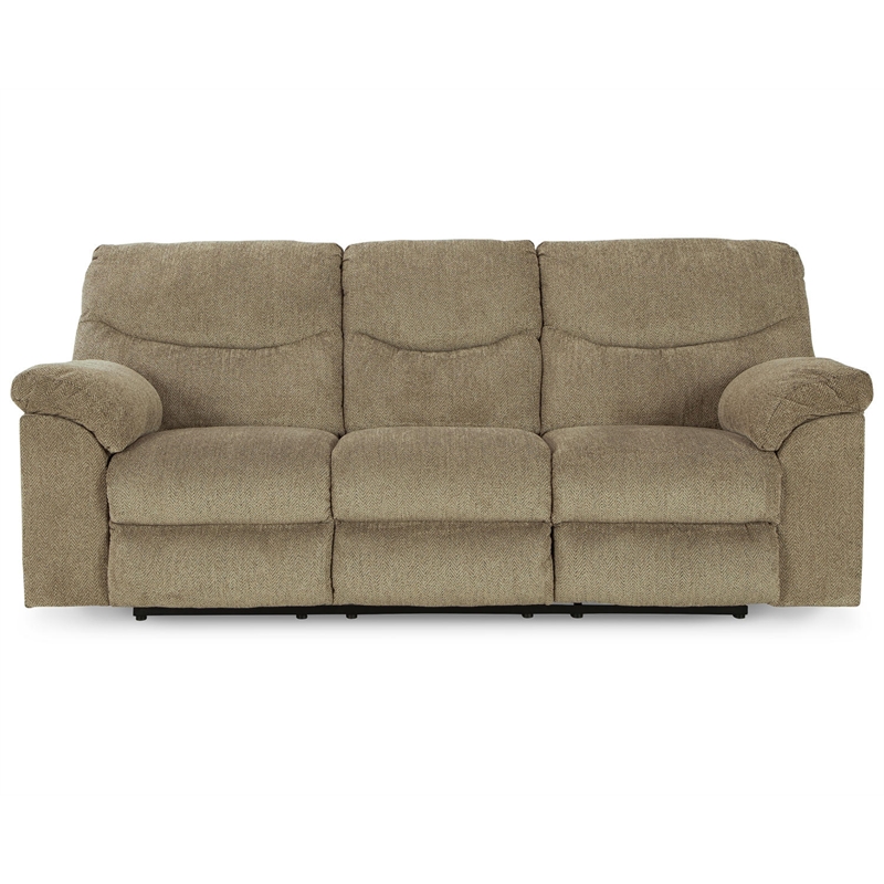 Signature Design by Ashley Alphons Fabric Reclining Sofa in Light Brown