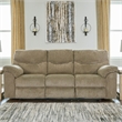 Signature Design by Ashley Alphons Fabric Reclining Sofa in Light Brown