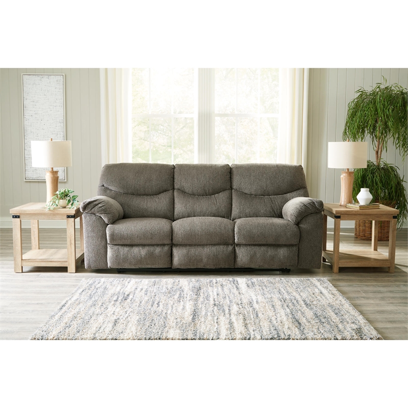 Signature Design by Ashley Alphons Fabric & Wood Reclining Sofa in Gray