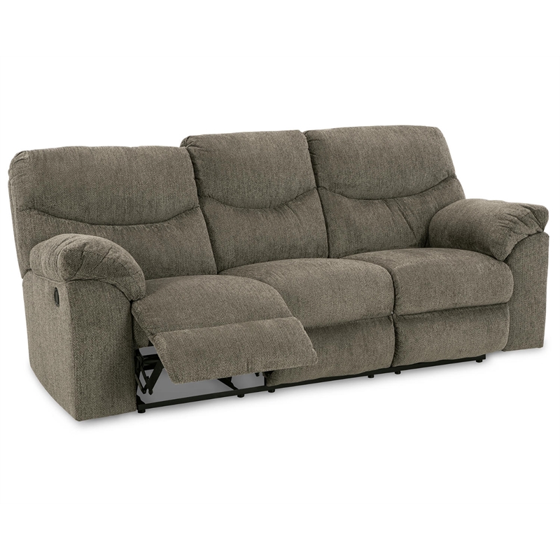 Signature Design by Ashley Alphons Fabric & Wood Reclining Sofa in Gray