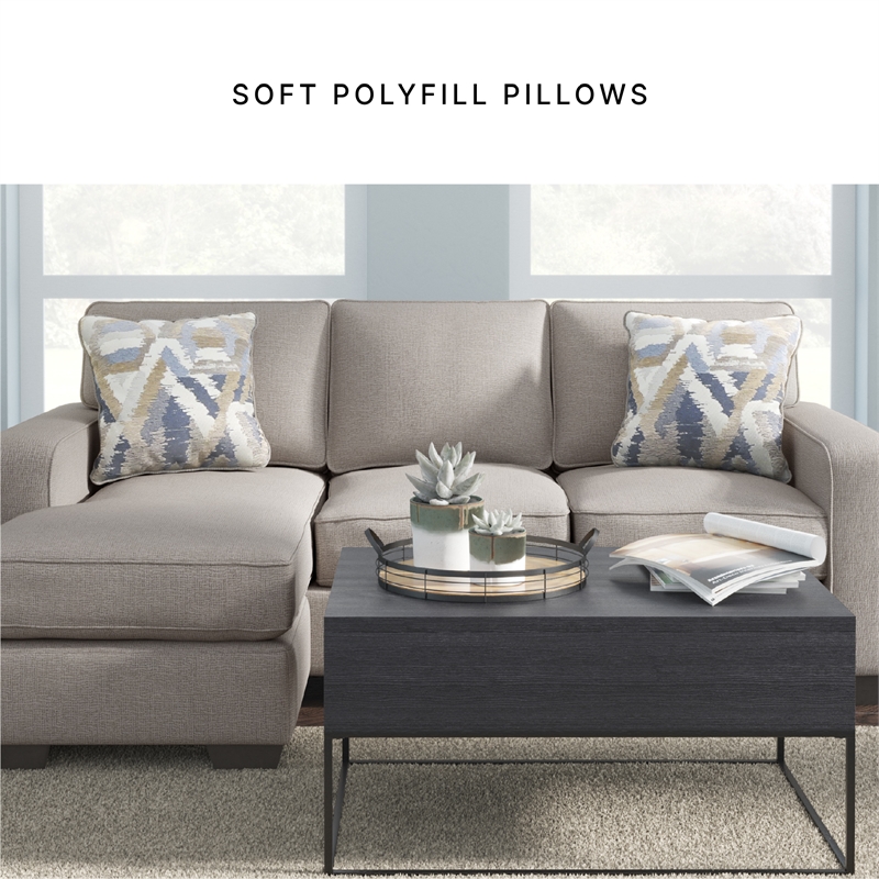 Signature Design by Ashley Greaves Fabric & Wood Sofa Chaise in Stone Light Gray