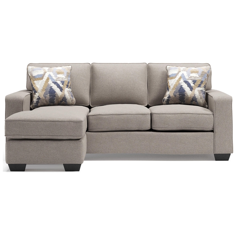 Signature Design by Ashley Greaves Fabric & Wood Sofa Chaise in Stone Light Gray