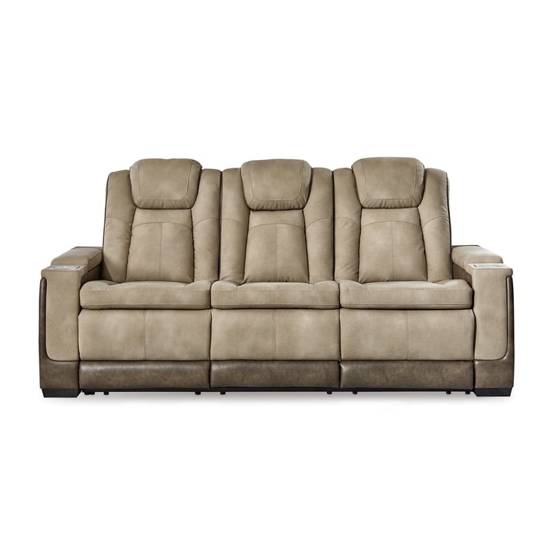 Ashley Furniture Next-Gen DuraPella Faux Leather Power Reclining Sofa in Brown