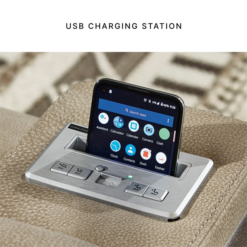 Ashley Furniture Next-Gen DuraPella Faux Leather Power Reclining Sofa in Brown