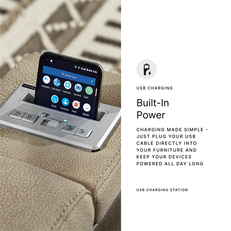 Ashley Furniture Next-Gen DuraPella Faux Leather Power Reclining Sofa in Brown