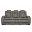 Ashley Furniture Next-Gen DuraPella Faux Leather Power Reclining Sofa in Gray