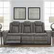 Ashley Furniture Next-Gen DuraPella Faux Leather Power Reclining Sofa in Gray