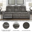 Ashley Furniture Next-Gen DuraPella Faux Leather Power Reclining Sofa in Gray