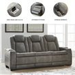 Ashley Furniture Next-Gen DuraPella Faux Leather Power Reclining Sofa in Gray