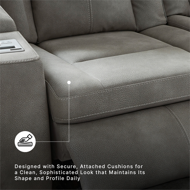 Ashley Furniture Next-Gen DuraPella Faux Leather Power Reclining Sofa in Gray