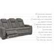 Ashley Furniture Next-Gen DuraPella Faux Leather Power Reclining Sofa in Gray