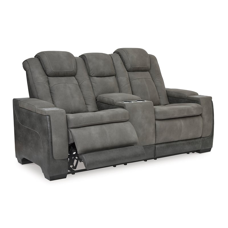 Ashley Furniture Next-Gen DuraPella Faux Leather Reclining Loveseat in Gray