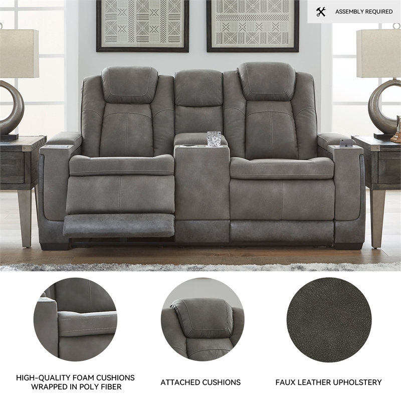 Ashley Furniture Next-Gen DuraPella Faux Leather Reclining Loveseat in Gray
