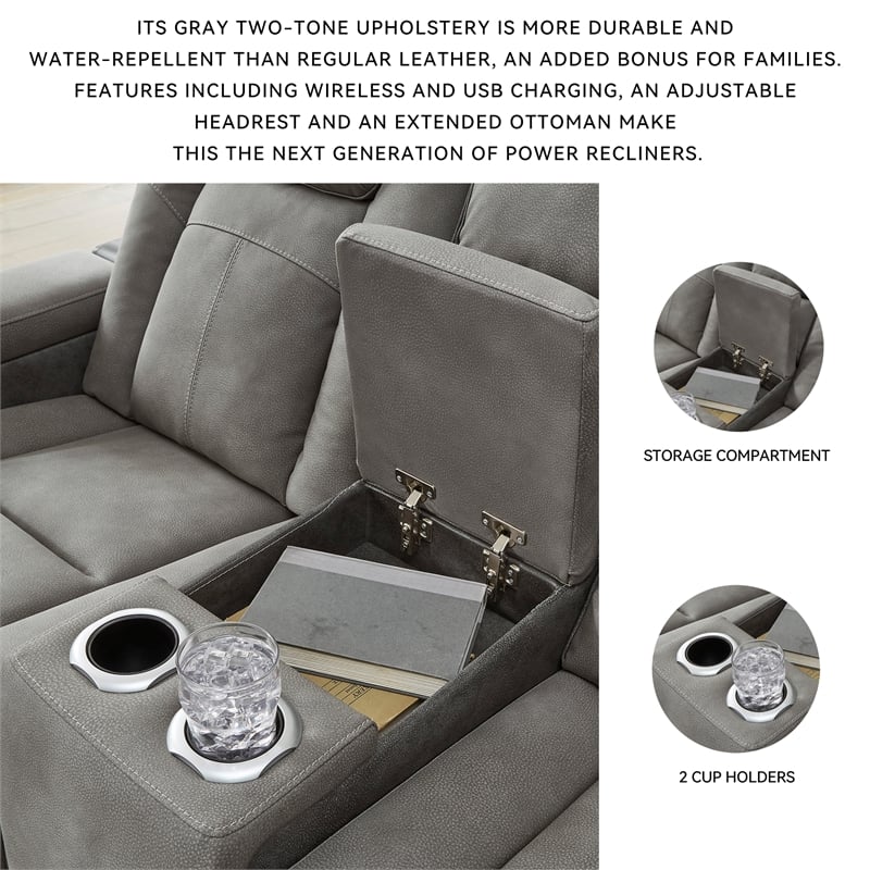 Ashley Furniture Next-Gen DuraPella Faux Leather Reclining Loveseat in Gray