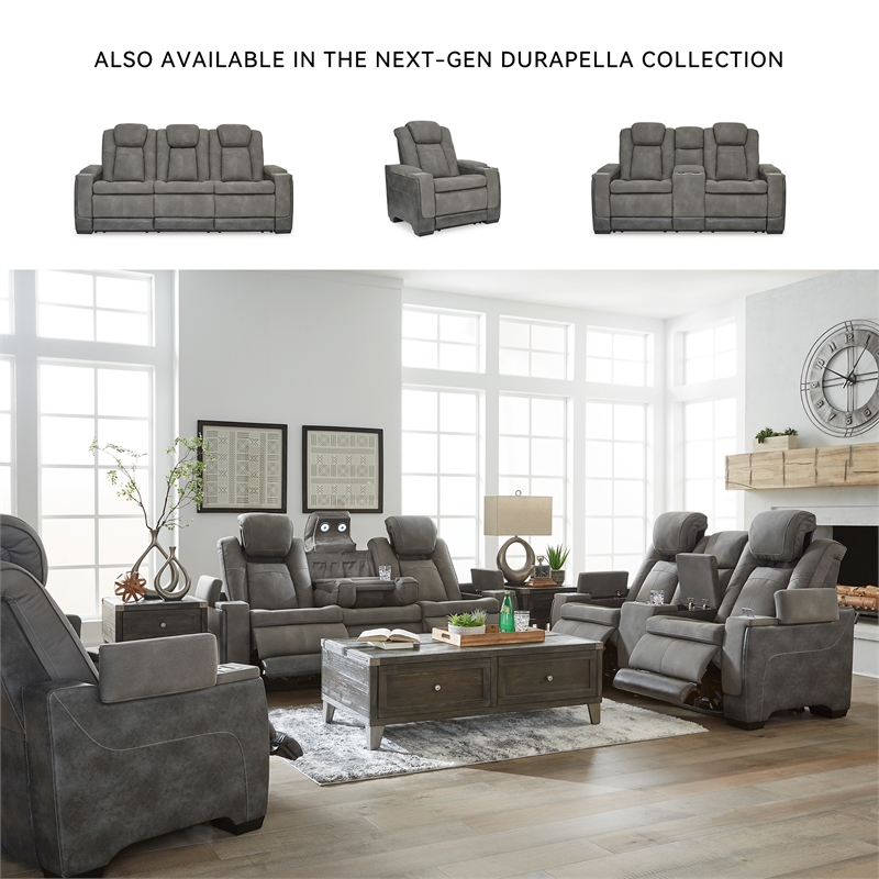 Ashley Furniture Next-Gen DuraPella Faux Leather Reclining Loveseat in Gray