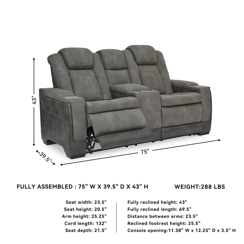 Ashley Furniture Next-Gen DuraPella Faux Leather Reclining Loveseat in Gray