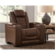 Ashley Furniture Backtrack Leather Power Recliner with Headrest in Chocolate