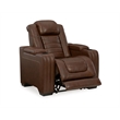 Ashley Furniture Backtrack Leather Power Recliner with Headrest in Chocolate