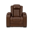 Ashley Furniture Backtrack Leather Power Recliner with Headrest in Chocolate