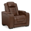 Ashley Furniture Backtrack Leather Power Recliner with Headrest in Chocolate