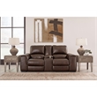 Signature Design by Ashley Alessandro Leather Power Reclining Loveseat in Walnut