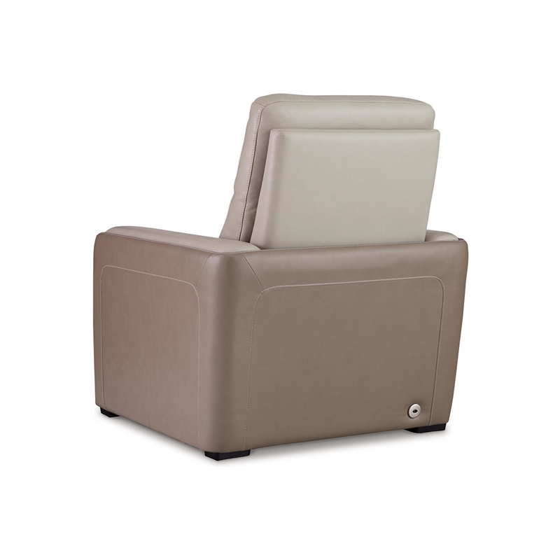 Ashley Furniture Battleville Leather Power Recliner with Headrest in Beige
