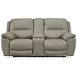 Ashley Furniture Next-Gen Gaucho Faux Leather Double Reclining Loveseat in Gray