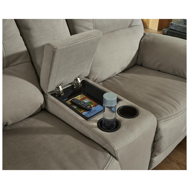 Ashley Furniture Next-Gen Gaucho Faux Leather Double Reclining Loveseat in Gray