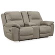 Ashley Furniture Next-Gen Gaucho Faux Leather Double Reclining Loveseat in Gray