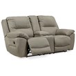 Ashley Furniture Next-Gen Gaucho Faux Leather Double Reclining Loveseat in Gray