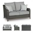 Ashley Furniture Elite Park Outdoor Fabric Loveseat with Cushion in Gray