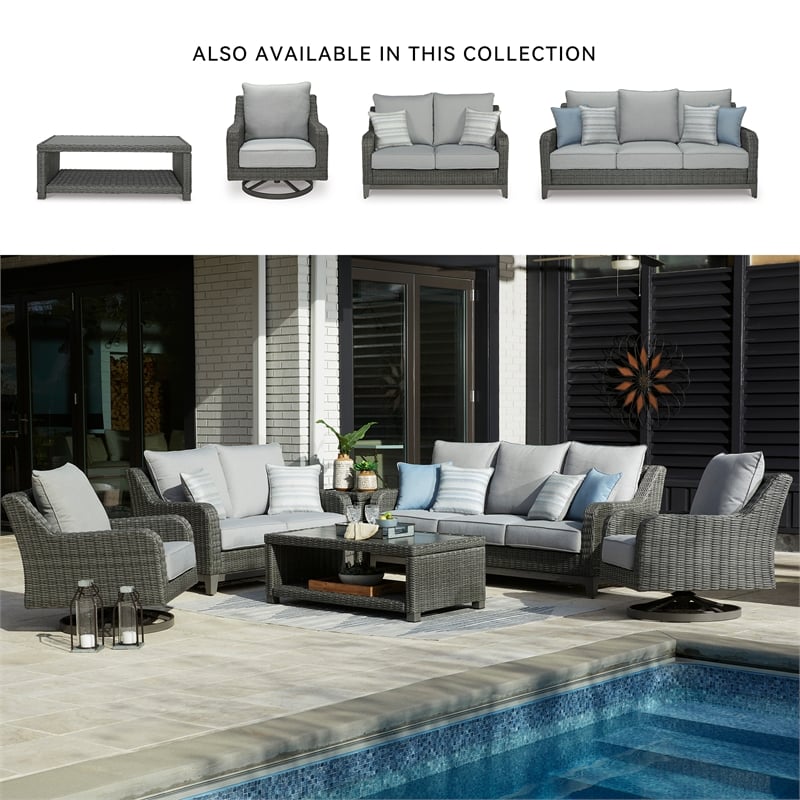 Ashley Furniture Elite Park Outdoor Fabric Loveseat with Cushion in Gray