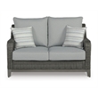 Ashley Furniture Elite Park Outdoor Fabric Loveseat with Cushion in Gray