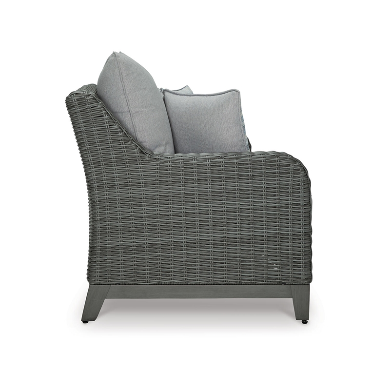 Ashley Furniture Elite Park Outdoor Fabric Loveseat with Cushion in Gray