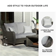 Ashley Furniture Elite Park Outdoor Fabric Loveseat with Cushion in Gray