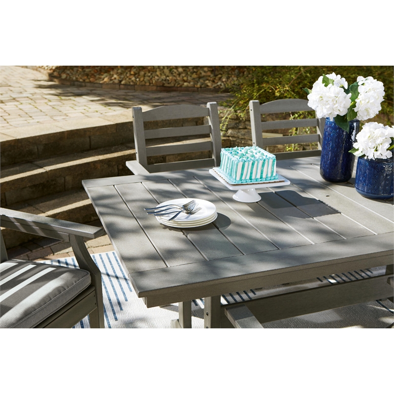 Ashley Furniture Visola Outdoor Plastic Dining Table in Gray