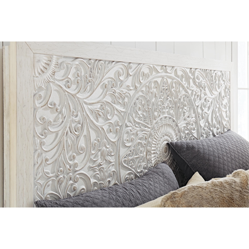 Signature Design by Ashley Paxberry Wood King Panel Headboard in White