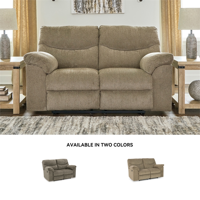Ashley Furniture Alphons Fabric Reclining Loveseat in Light Brown